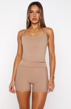 Keep Up High Waisted Shorts 4 Caramel