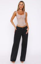 Tender Shadows Embellished Top Nude