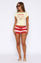 Chill Day Knit Shorts Red/Pink Stripe