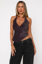 Big City Lights Halter Top Plum