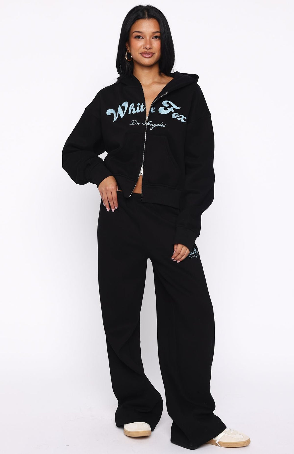 Through Thick And Thin Boxy Zip Front Hoodie Black