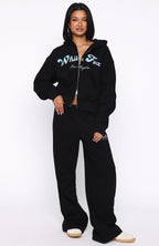 Through Thick And Thin Boxy Zip Front Hoodie Black