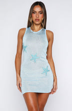 Sweet Mist Sequin Knit Mini Dress Baby Blue