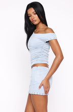 Sweetest Love Faux Suede Mini Skirt Blue