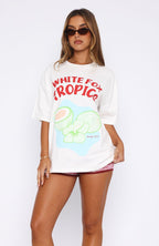 White Fox Tropics Oversized Tee White