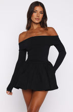 Big Reveal Long Sleeve Mini Dress Black