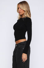 Letters To You Long Sleeve Top Black