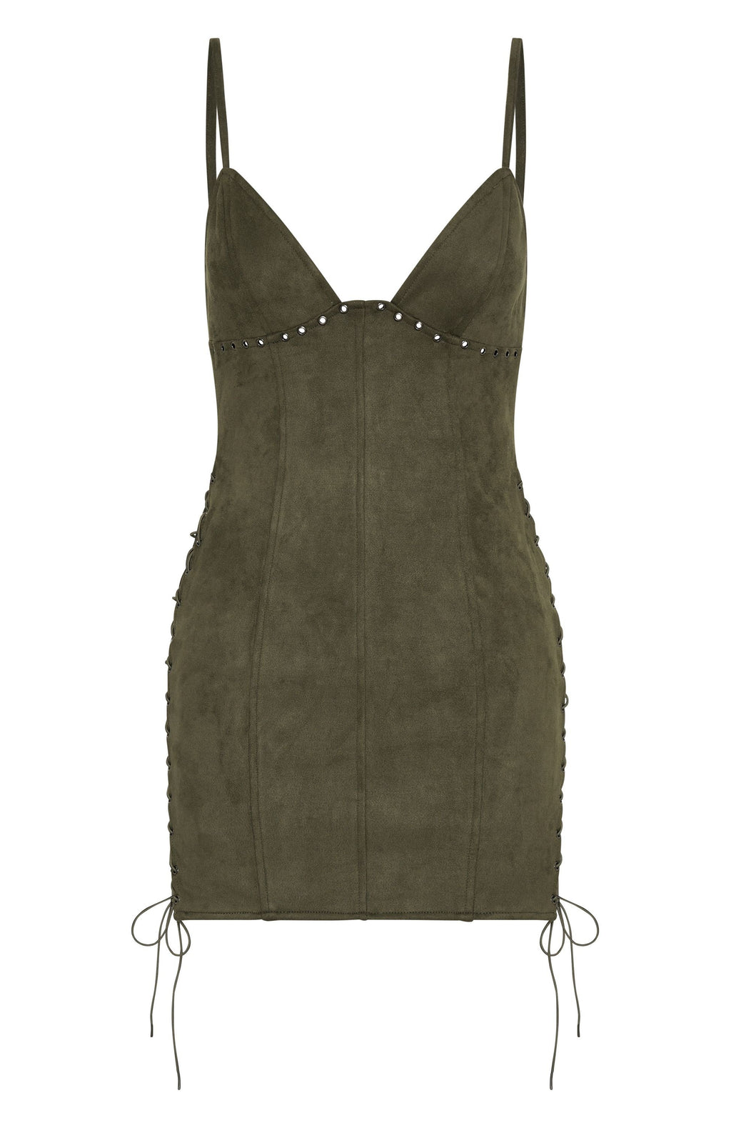 Bratty Faux Suede Mini Dress Cactus