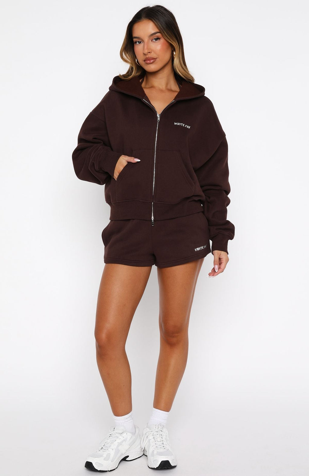 Test Drive Boxy Zip Front Hoodie Chocolate