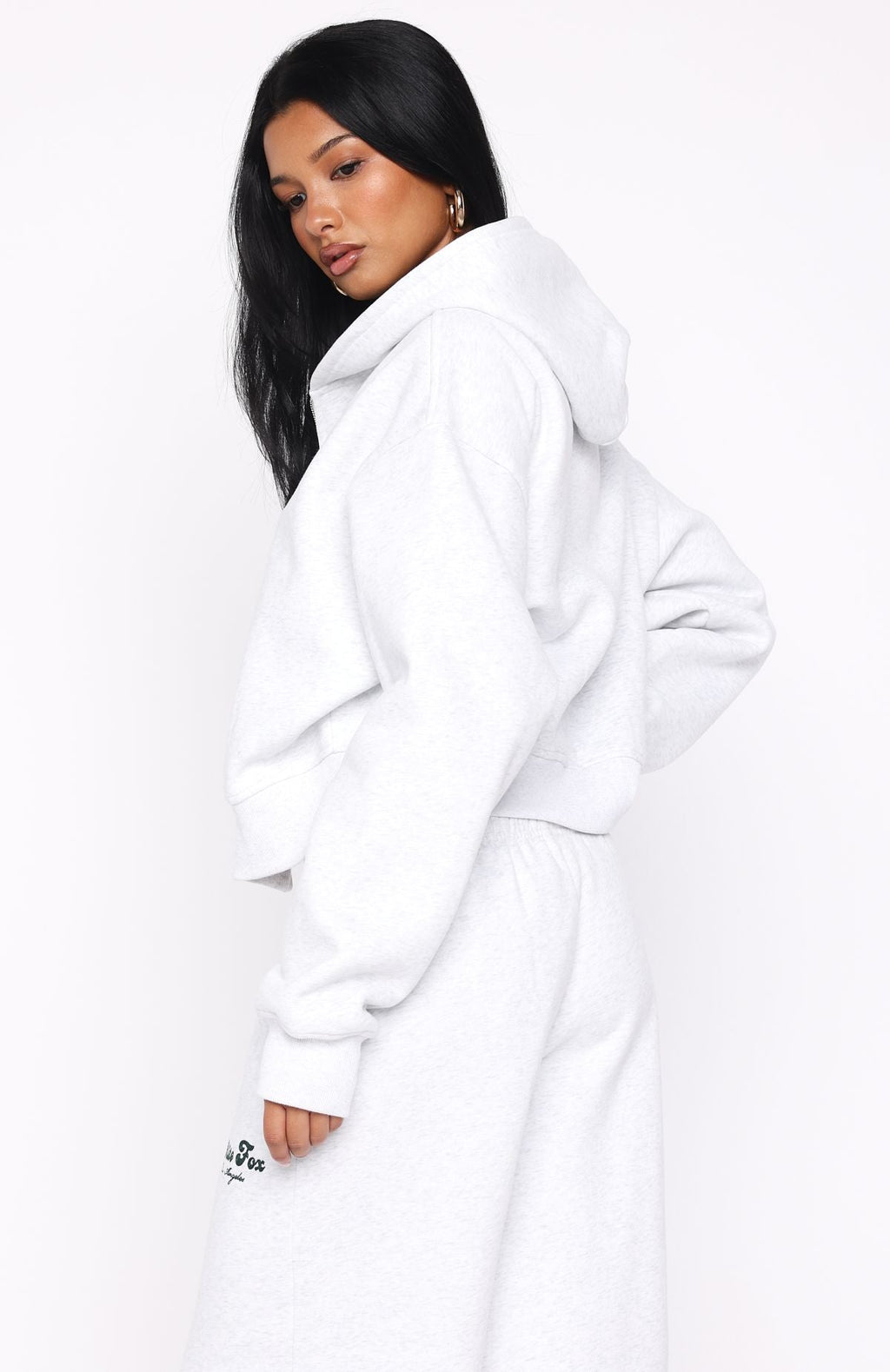 Through Thick And Thin Boxy Zip Front Hoodie Grey Marle