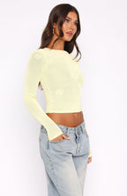 Don't Let Her Go Long Sleeve Knit Top Lemon