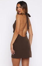 Luxury Living Halter Mini Dress Chocolate