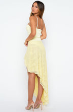 Dancing On My Own Lace Midi Skirt Lemon