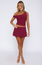 Break The Limits Shirred Mini Skirt Berry