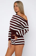 Everything To Everybody Sweater Burgundy Stripe