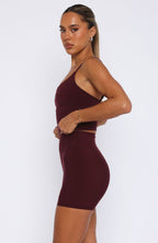 Keep Up High Waisted Shorts 4 Merlot