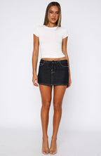 Taking The Blame Denim Mini Skirt Dark Indigo
