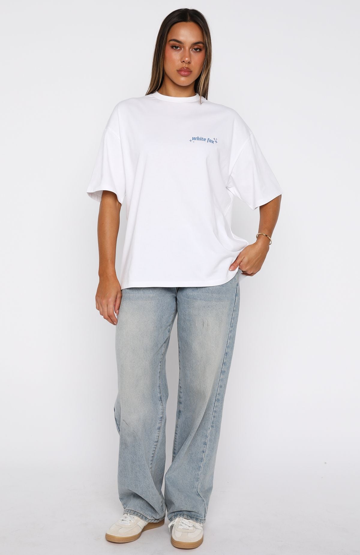 Pretty In Print Oversized Tee White