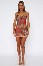 Are You Entertained Mini Skirt Floral Leopard