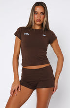 From The Archives Gigi Fold Over Booty Shorts Chocolate