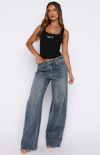 Flirt Alert Rib Tank Black