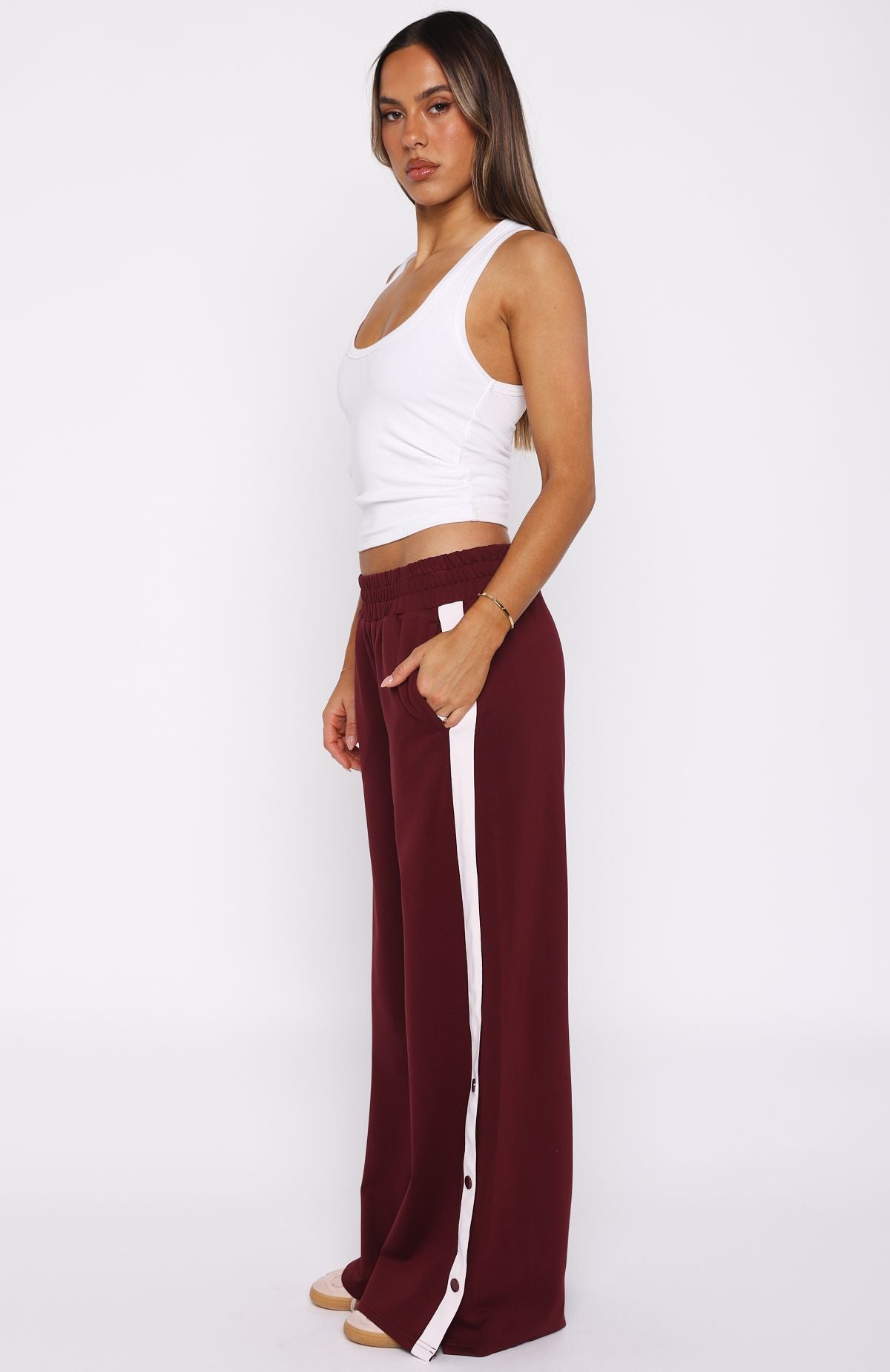 Our Bridges Burned Wide Leg Pants Burgundy