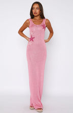 Marine Mist Sequin Knit Maxi Dress Pink