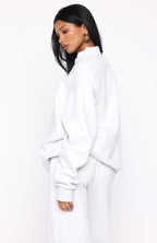 Standing My Ground Zip Front Sweater Grey Marle