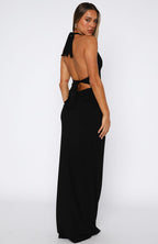 Say What You Feel Halter Maxi Dress Black