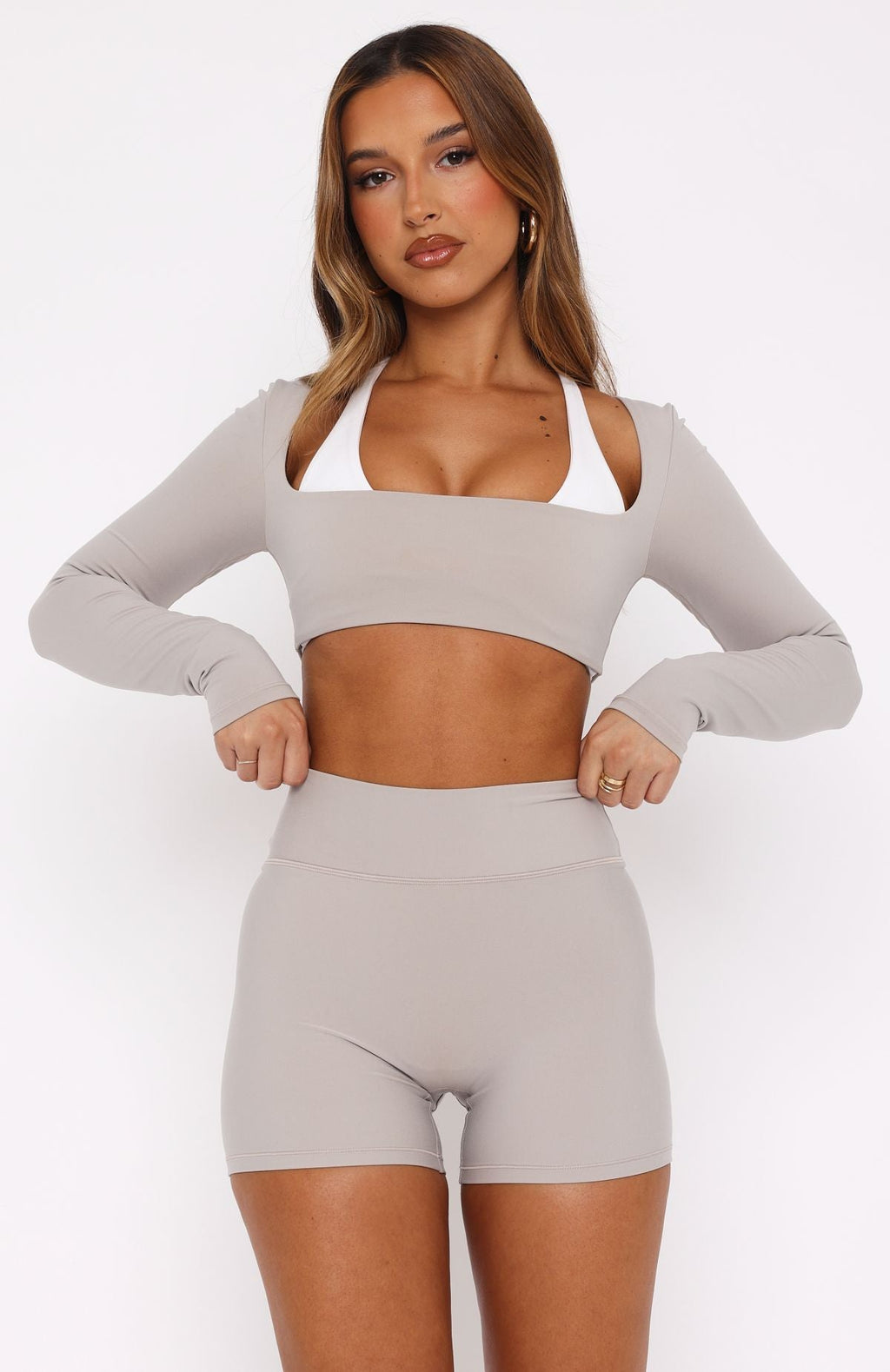 Keep Up High Waisted Shorts 4 Pebble