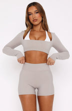 Keep Up High Waisted Shorts 4 Pebble