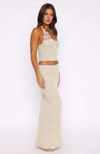 Magic Memory Knit Maxi Skirt Champagne