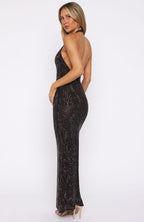 Burning Glance Embellished Maxi Dress Chocolate