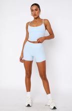 Keep Up High Waisted Shorts 4 Baby Blue
