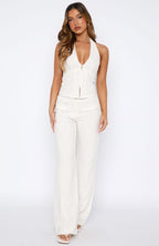 I Don't Compete Halter Top White