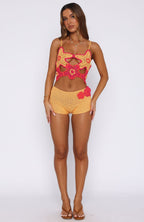 So Fresh Crochet Shorts Pastel Orange/Pink