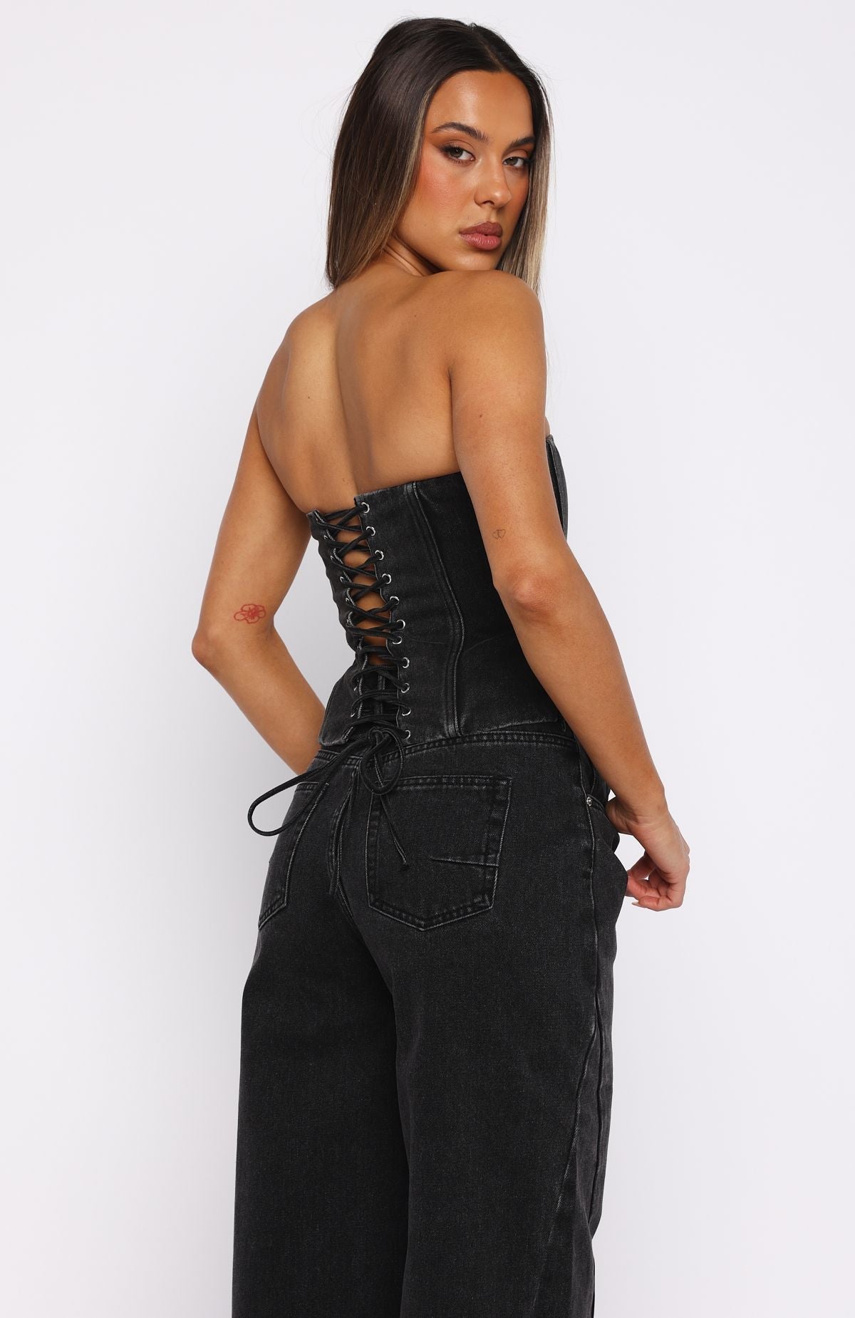 Be Mine Forever Denim Bustier Black Acid