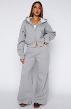 Come A Long Way Wide Leg Sweatpants Grey Marle
