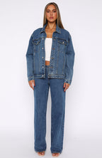 Bring The Style Low Rise Wide Leg Jeans Admiral Blue