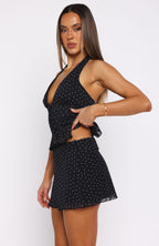 Busy Getting Money Mini Skirt Black Polka Dot
