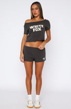 Put In Overtime Off Shoulder Relaxed Tee Shadow