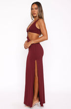 It Feels Wrong Maxi Dress Burgundy
