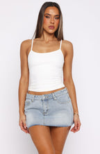 Broken Trust Denim Mini Skirt Light Blue