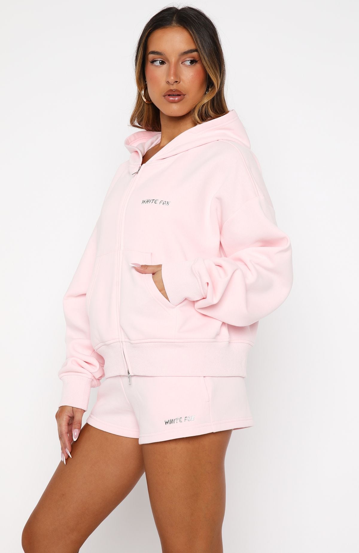Test Drive Boxy Zip Front Hoodie Icy Pink
