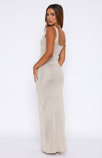 Marine Mist Sequin Knit Maxi Dress Champagne