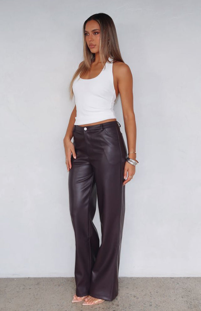 Life Affair PU Pants Deep Mauve