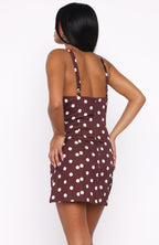 Admire You Mini Dress Choc/Cream Polka Dot