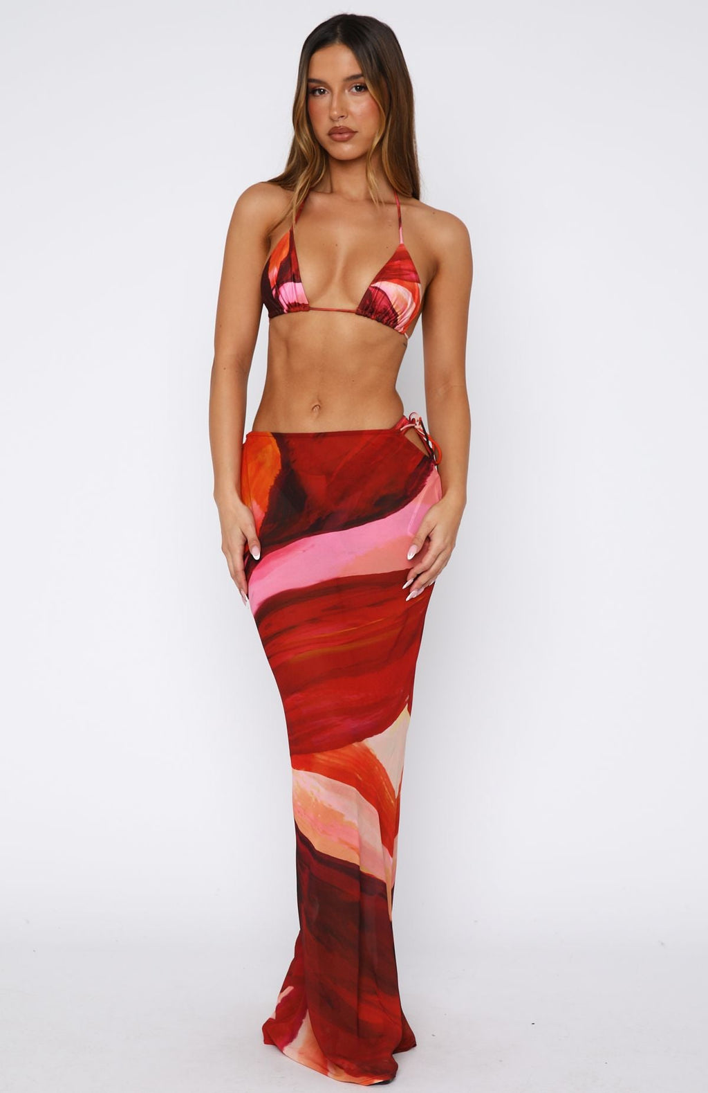 Luminous Maxi Skirt Sunset Petal