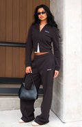 Comfy And Cute Wide Leg Sweatpants Charcoal