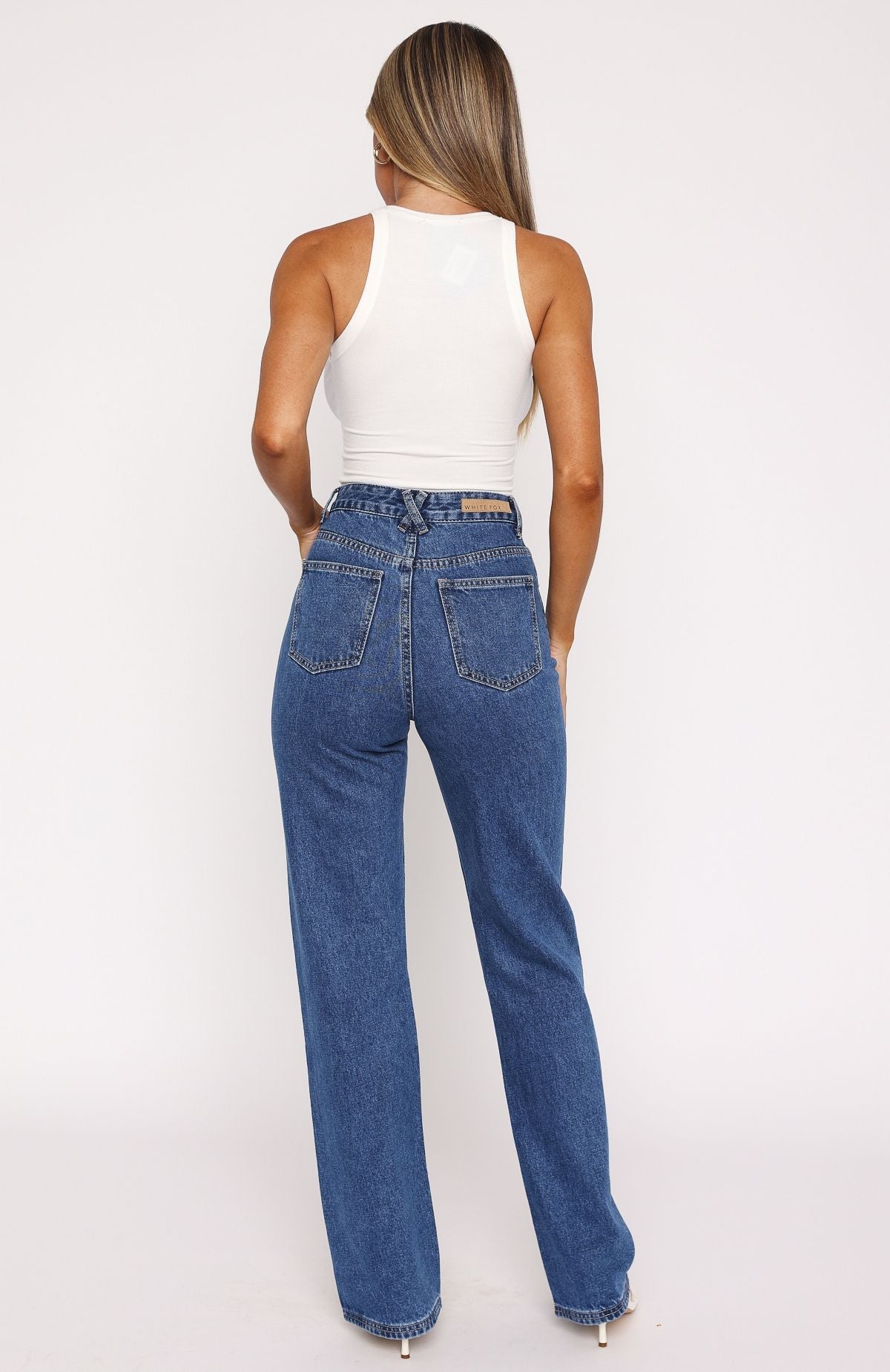 Long Way To Go High Rise Straight Leg Jeans Cobalt Blue Wash